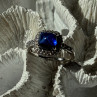 925 Sterling Silver Blue Sapphire & Cz Ring Size 11
