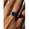925 Sterling Silver Blue Sapphire & Cz Ring Size 11