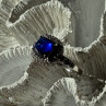 925 Sterling Silver Blue Sapphire & Cz Ring Size 11