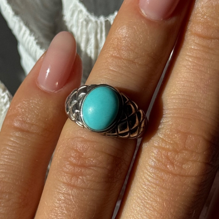 Vintage 925 Sterling Silver Larimar Ring Size 5