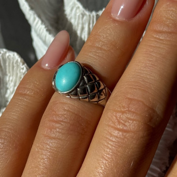 Vintage 925 Sterling Silver Larimar Ring Size 5