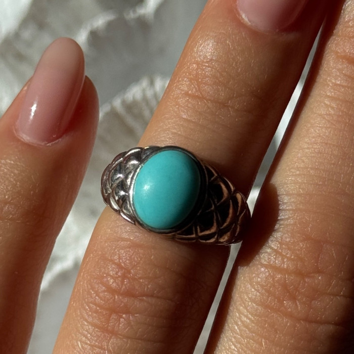 Vintage 925 Sterling Silver Larimar Ring Size 5