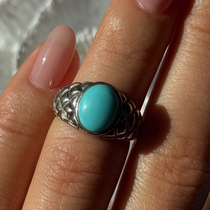 Vintage 925 Sterling Silver Larimar Ring Size 5