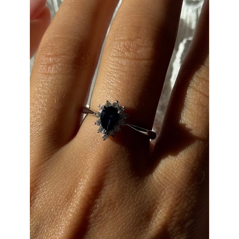 925 Sterling Silver Sapphire & Beryl Ring Size 9