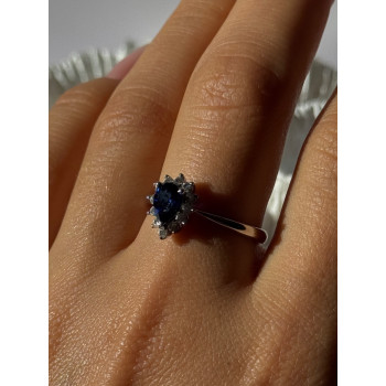 925 Sterling Silver Sapphire & Beryl Ring Size 9