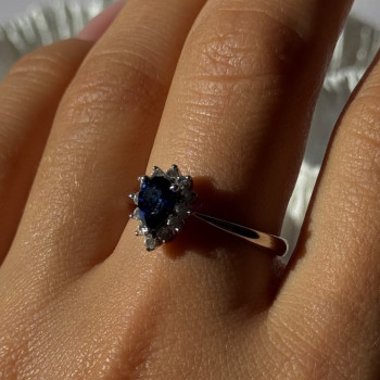 925 Sterling Silver Sapphire & Beryl Ring Size 9