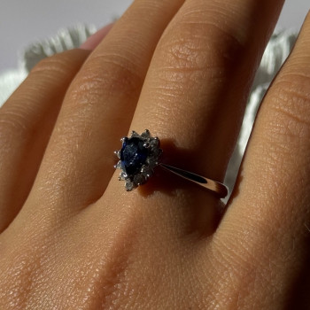 925 Sterling Silver Sapphire & Beryl Ring Size 9