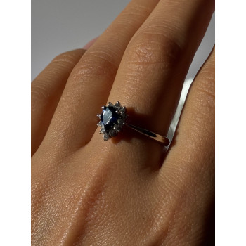 925 Sterling Silver Sapphire & Beryl Ring Size 9