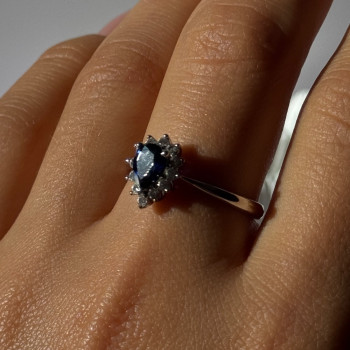 925 Sterling Silver Sapphire & Beryl Ring Size 9