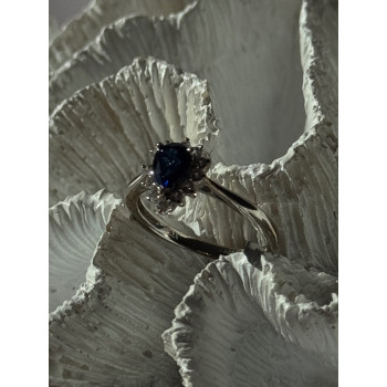 925 Sterling Silver Sapphire & Beryl Ring Size 9