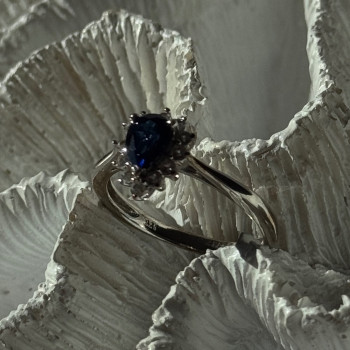 925 Sterling Silver Sapphire & Beryl Ring Size 9