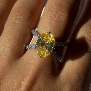 Shiny 925 Sterling Silver Citrine & Beryl Ring Size 10