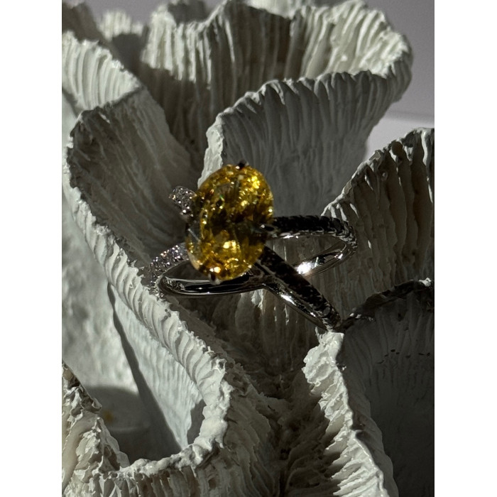 Shiny 925 Sterling Silver Citrine & Beryl Ring Size 10