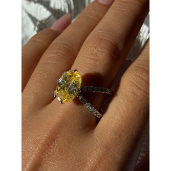 Shiny 925 Sterling Silver Citrine & Beryl Ring Size 10