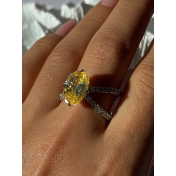 Shiny 925 Sterling Silver Citrine & Beryl Ring Size 10