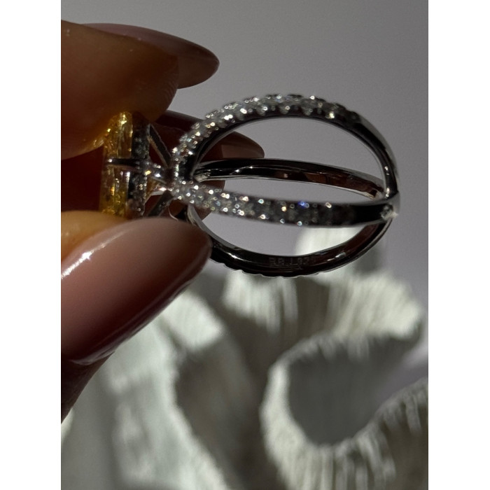 Shiny 925 Sterling Silver Citrine & Beryl Ring Size 10