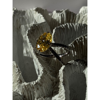 Shiny 925 Sterling Silver Citrine & Beryl Ring Size 10