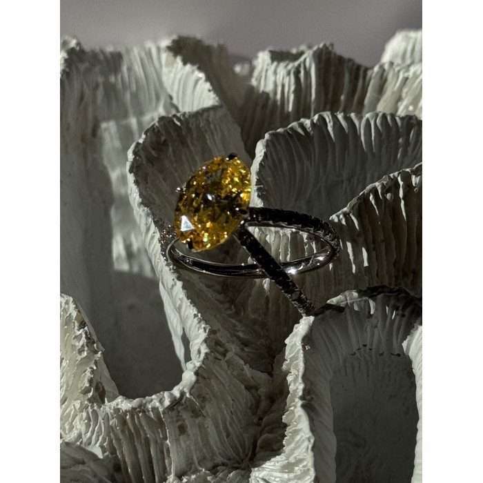 Shiny 925 Sterling Silver Citrine & Beryl Ring Size 10