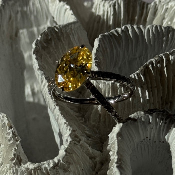 Shiny 925 Sterling Silver Citrine & Beryl Ring Size 10