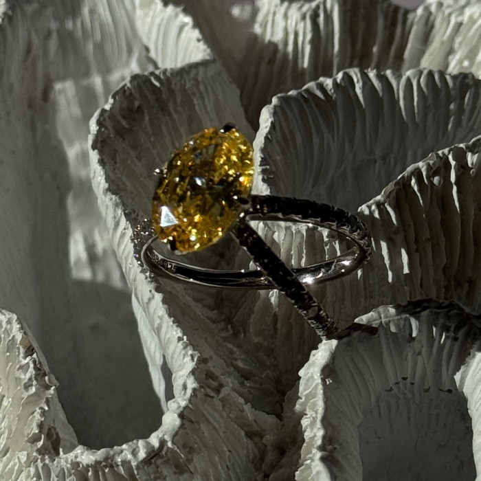 Shiny 925 Sterling Silver Citrine & Beryl Ring Size 10
