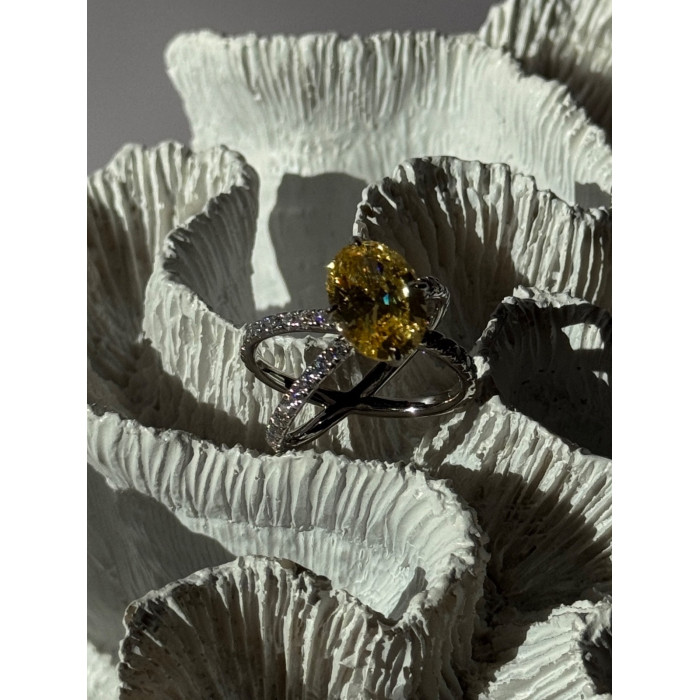 Shiny 925 Sterling Silver Citrine & Beryl Ring Size 10