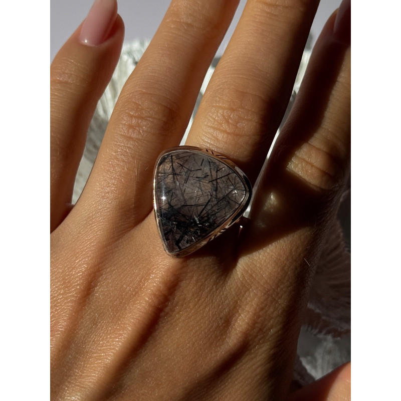 925 Sterling Silver Rutilated Quartz Ring Size 10