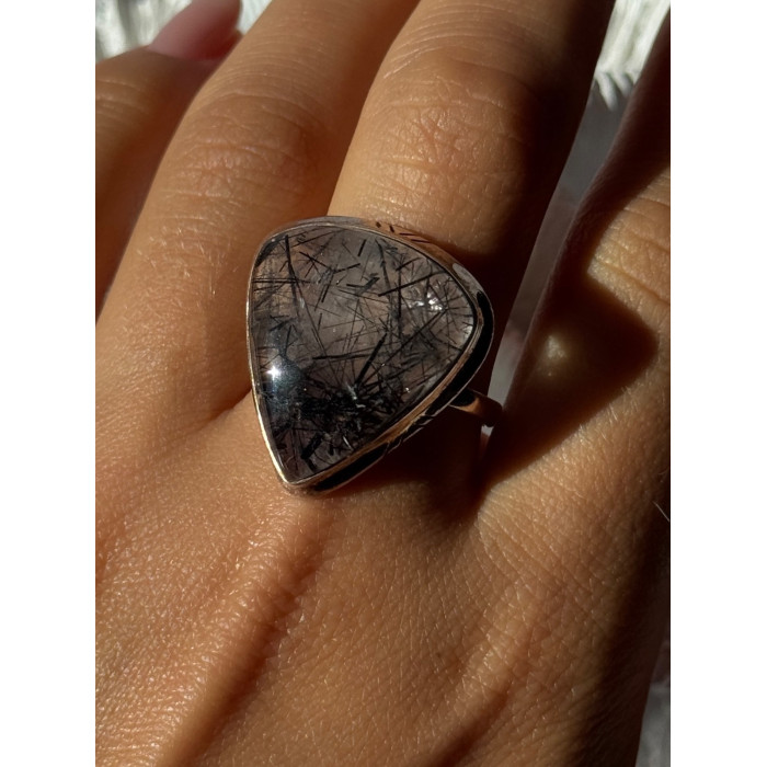 925 Sterling Silver Rutilated Quartz Ring Size 10