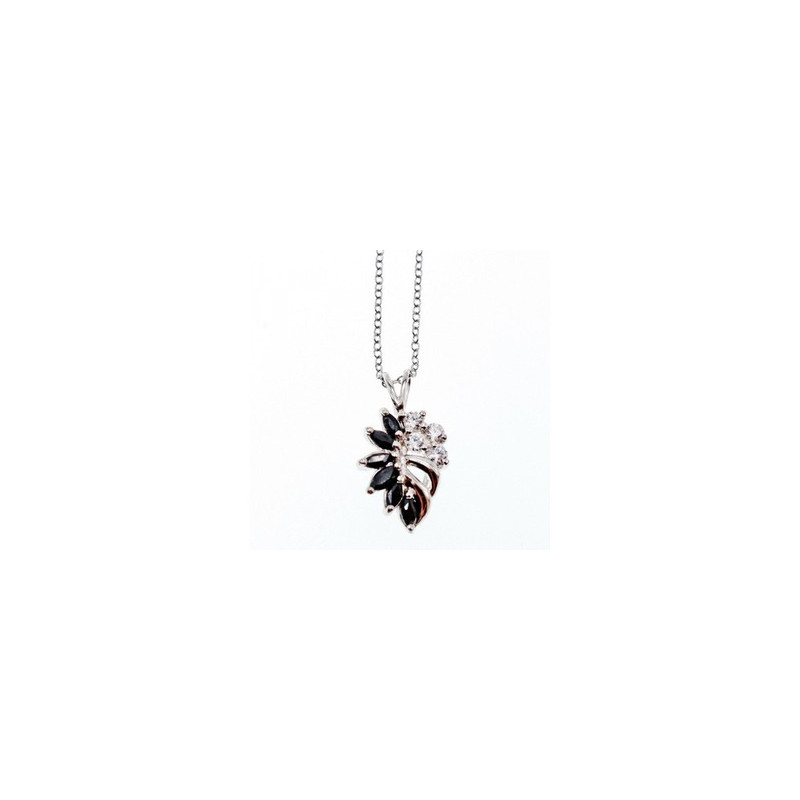 925 Sterling Silver Dark Blue Spinel & CZ Chain with Pendant