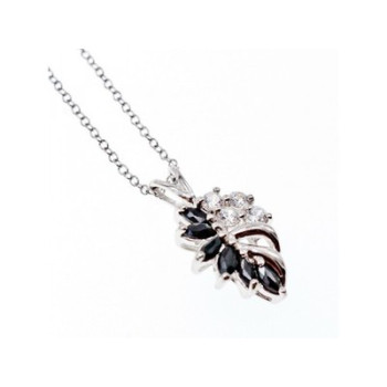 925 Sterling Silver Dark Blue Spinel & CZ Chain with Pendant