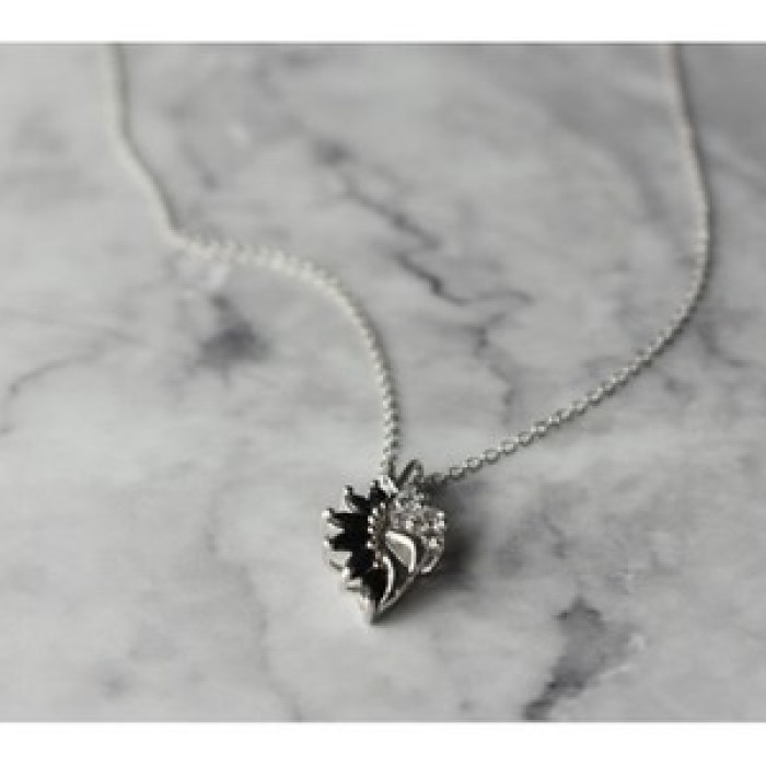 925 Sterling Silver Dark Blue Spinel & CZ Chain With Pendant
