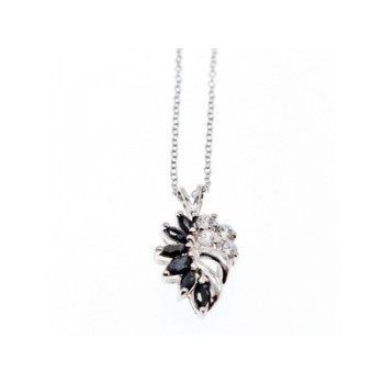 925 Sterling Silver Dark Blue Spinel & CZ Chain with Pendant