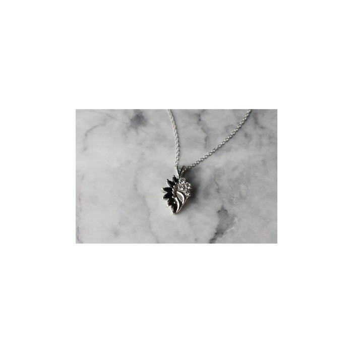 925 Sterling Silver Dark Blue Spinel & CZ Chain with Pendant