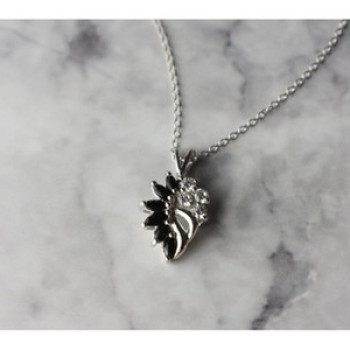 925 Sterling Silver Dark Blue Spinel & CZ Chain With Pendant