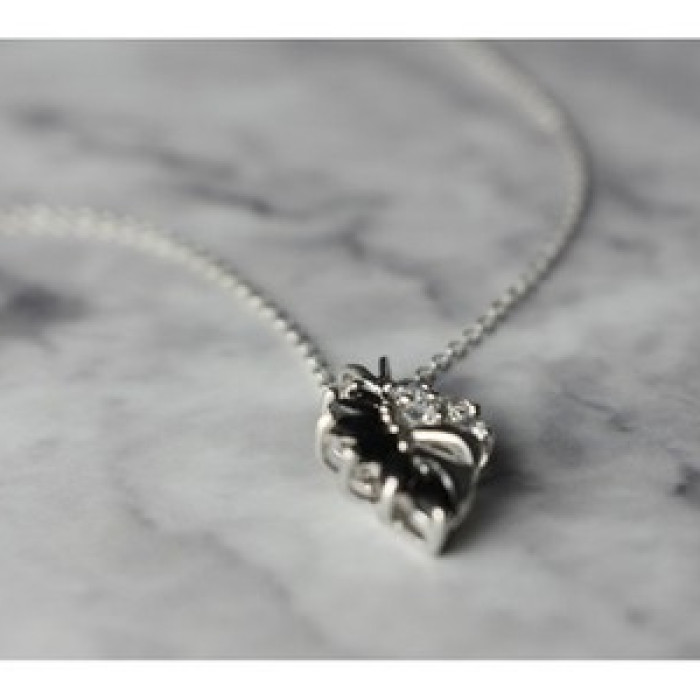 925 Sterling Silver Dark Blue Spinel & CZ Chain With Pendant