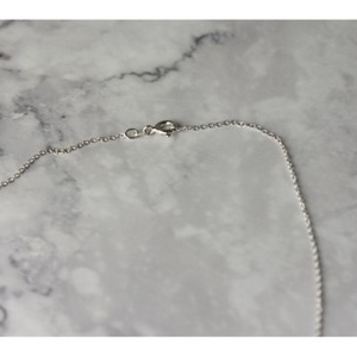 925 Sterling Silver Dark Blue Spinel & CZ Chain With Pendant