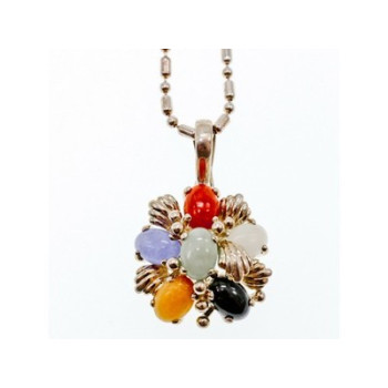 925 Sterling Silver Multi Gemstones Chain with Pendant