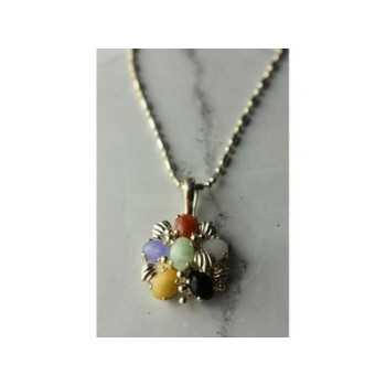 925 Sterling Silver Multi Gemstones Chain with Pendant