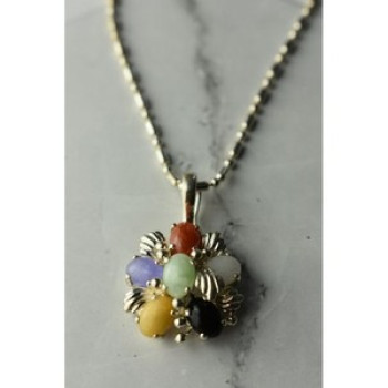 925 Sterling Silver Multi Gemstones Chain With Pendant