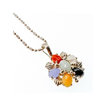 925 Sterling Silver Multi Gemstones Chain with Pendant