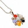 925 Sterling Silver Multi Gemstones Chain With Pendant