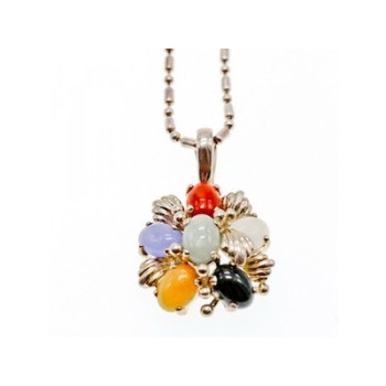 925 Sterling Silver Multi Gemstones Chain with Pendant