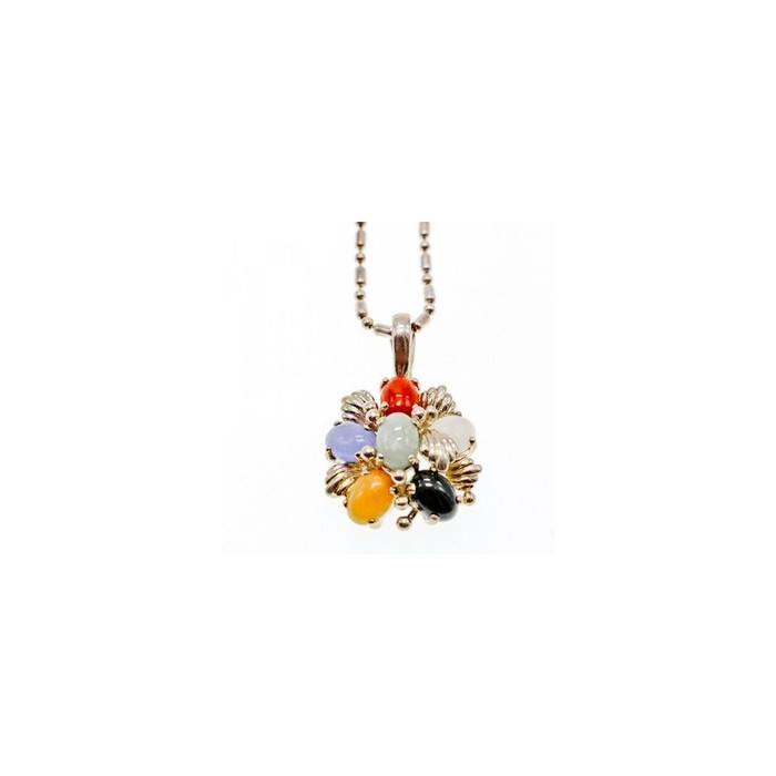925 Sterling Silver Multi Gemstones Chain with Pendant