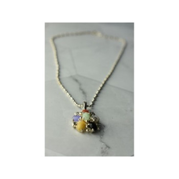 925 Sterling Silver Multi Gemstones Chain with Pendant