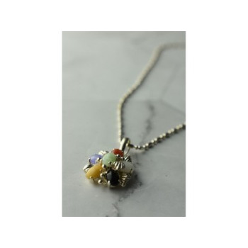 925 Sterling Silver Multi Gemstones Chain with Pendant