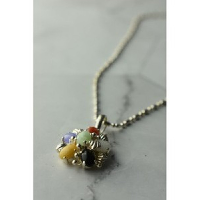 925 Sterling Silver Multi Gemstones Chain With Pendant