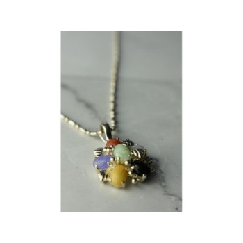 925 Sterling Silver Multi Gemstones Chain with Pendant