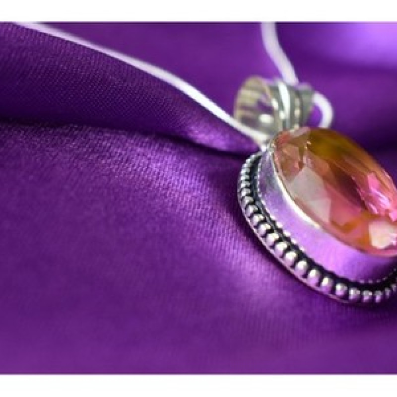925 Sterling Silver Pink Jewelry Glass Chain With Pendant