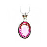 925 Sterling Silver Pink  Jewelry Glass Chain with Pendant