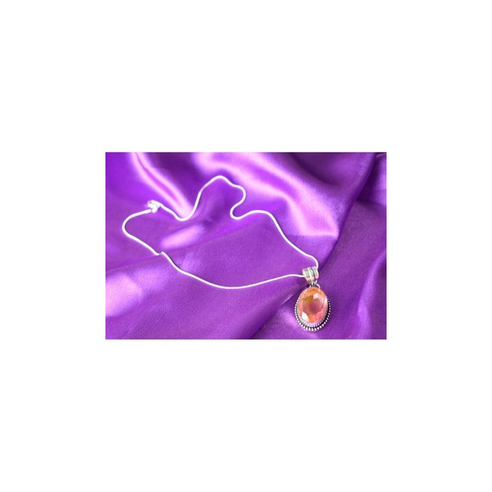 925 Sterling Silver Pink  Jewelry Glass Chain with Pendant