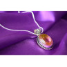 925 Sterling Silver Pink  Jewelry Glass Chain with Pendant